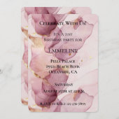 Romantisch Roos Blush Pink Gold Leaf Verjaardag Kaart (Voorkant / Achterkant)