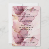 Romantisch Roos Blush Pink Gold Leaf Verjaardag Kaart (Voorkant)