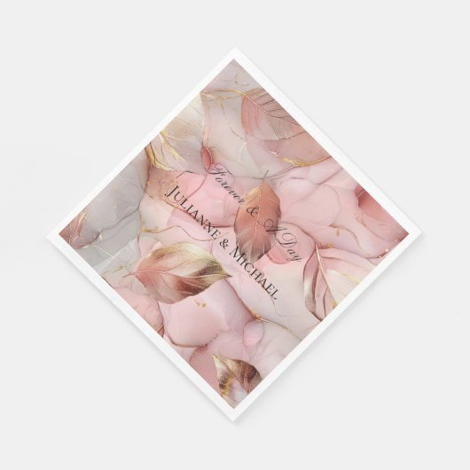 Romantisch Roos Blush Pink Gold Leaf Vrijgezellenf Servet (Hoek)