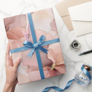 Romantisch Roos Blush Roze Goud Bloemen Cadeaupapier