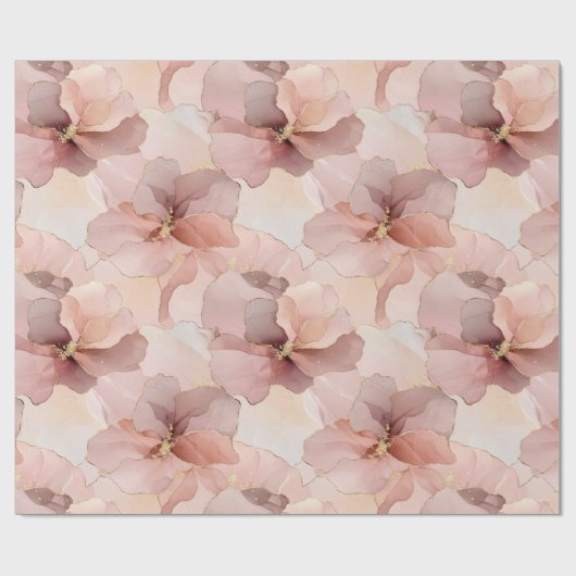 Romantisch Roos Blush Roze Goud Bloemen Cadeaupapier (Vlak)