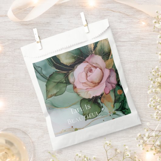 Romantisch Roos Blush Roze Goud Bloemen Huwelijk Bedankzakje (Geknipt)