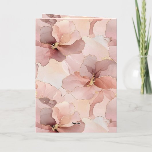 Romantisch Roos Blush Roze Goud Bloemen Huwelijk Kaart (Achterkant)