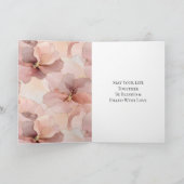 Romantisch Roos Blush Roze Goud Bloemen Huwelijk Kaart (Binnen)