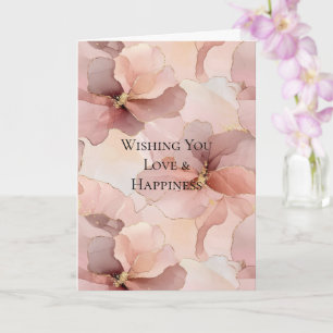 Romantisch Roos Blush Roze Goud Bloemen Huwelijk Kaart