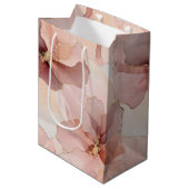 Romantisch Roos Blush Roze Goud Bloemen Medium Cadeauzakje (Voorkant Gekanteld)