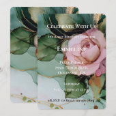 Romantisch Roos Blush Roze Goud Bloemen Verjaardag Kaart (Voorkant / Achterkant)