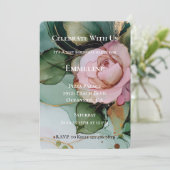 Romantisch Roos Blush Roze Goud Bloemen Verjaardag Kaart (Staand voorkant)