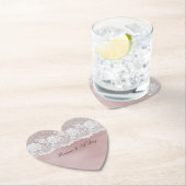 Romantisch Roos Blush Roze Witte Bloemen Kant Wedd Kartonnen Onderzetters (Insitu)