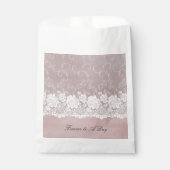 Romantisch Roos Blush Roze Witte Kant Bloemen Huwe Bedankzakje (Voorkant)