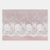 Romantisch Roos Blush Roze Witte Kant Bloemen Huwe Inpakpapier Vel (Voorkant)