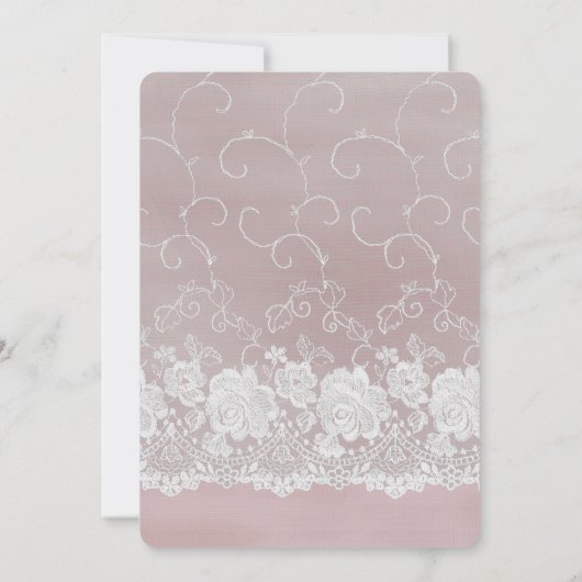 Romantisch Roos Blush Roze Witte Kant Bloemen Huwe Kaart (Achterkant)