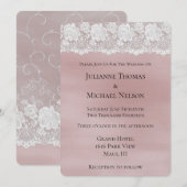 Romantisch Roos Blush Roze Witte Kant Bloemen Huwe Kaart (Voorkant / Achterkant)