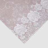 Romantisch Roos Blush Roze Witte Kant Bloemen Huwe Tissuepapier (Detail)