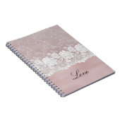 Romantisch Roos Blush Roze Witte Kant Bloemen Notitieboek (Rechterzijde)