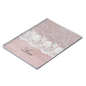 Romantisch Roos Blush Roze Witte Kant Bloemen Notitieboek (Linkerzijde)