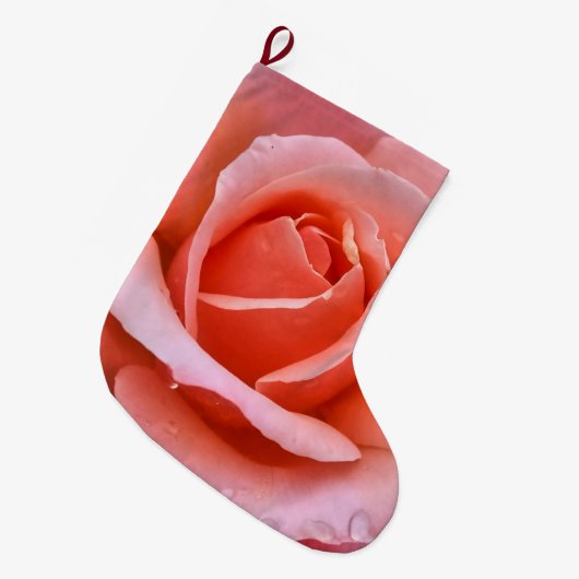 Romantisch Roos Botanische kunst Print Grote Kerstsok (Voorkant (Hangend))