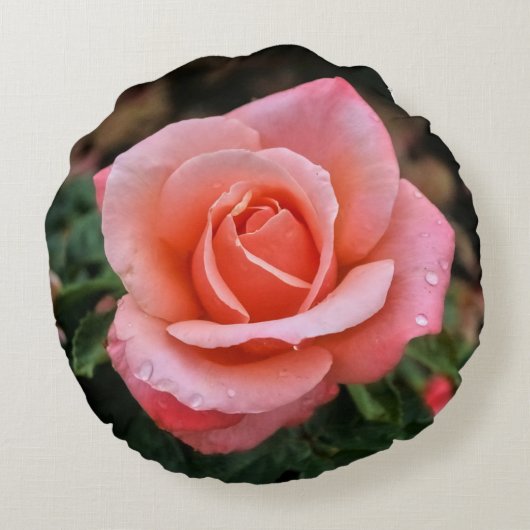 Romantisch Roos Botanische kunst Print Rond Kussen (Achterkant)