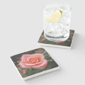 Romantisch Roos Botanische kunst Print Stenen Onderzetter (Zijkant)