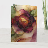 Romantisch Roos Bourgondië Rood Goud Bloemen Huwel Kaart (Achterkant)