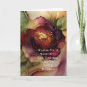 Romantisch Roos Bourgondië Rood Goud Bloemen Huwel Kaart (Voorkant)