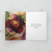 Romantisch Roos Bourgondië Rood Goud Bloemen Huwel Kaart (Binnen)