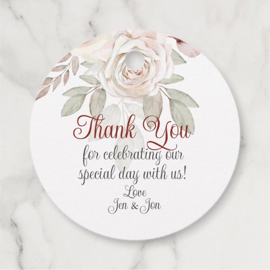 ROMANTISCH ROOS BRUILOFT DANK U BEDANKJES LABELS (Achterkant)