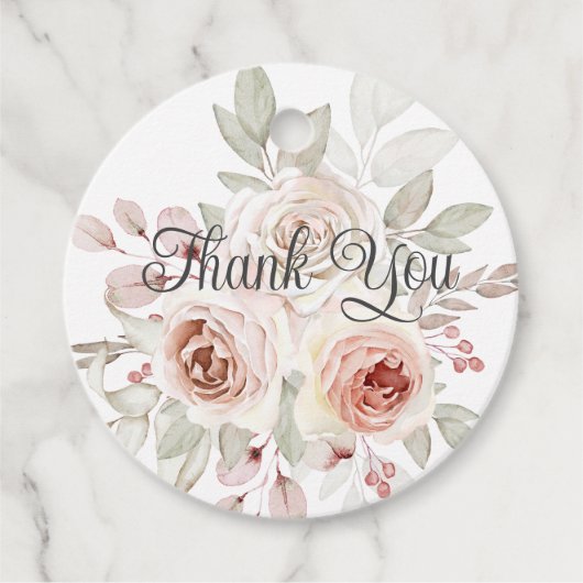 ROMANTISCH ROOS BRUILOFT DANK U BEDANKJES LABELS (Voorkant)