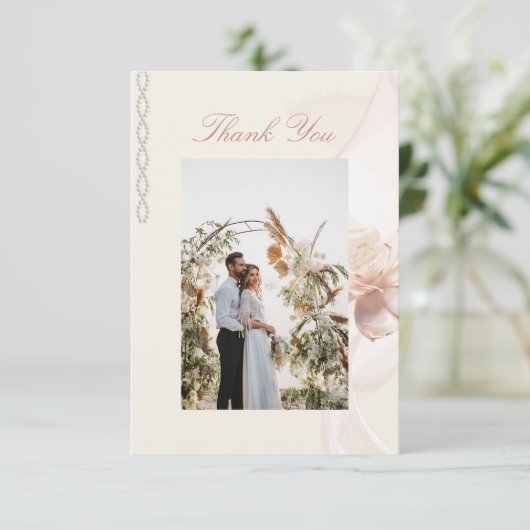 Romantisch Roos bruiloft dank u kaarten (Staand voorkant)