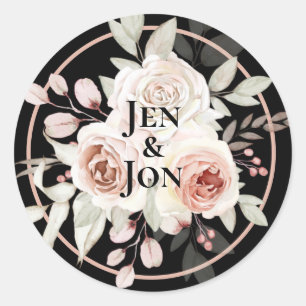 ROMANTISCH ROOS BRUILOFT RONDE STICKER