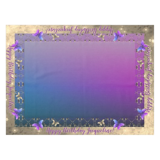 Romantisch  Roos Butterfly Birthday Tablecloth Tafelkleed (Voorkant (Horizontaal))