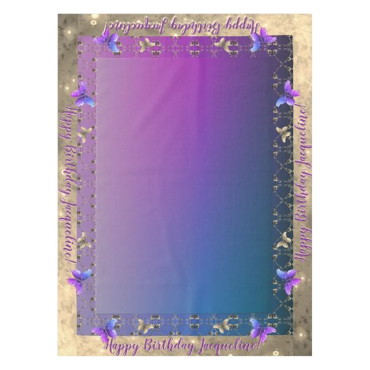 Romantisch Roos Butterfly Birthday Tablecloth Tafelkleed (Voorkant)