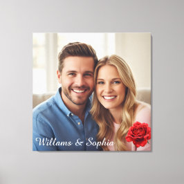Romantisch Roos Custom Paar Foto Jubileum Gift Canvas Afdruk