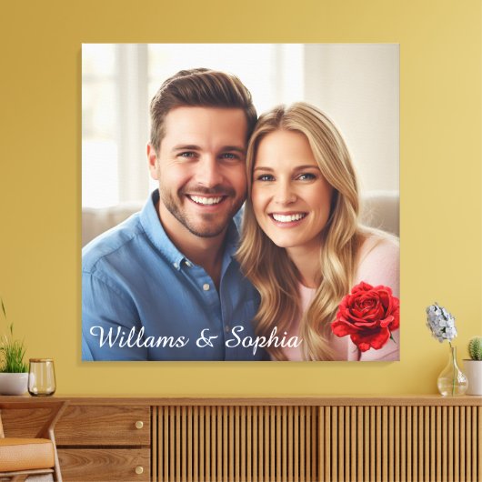 Romantisch Roos Custom Paar Foto Jubileum Gift Canvas Afdruk (Insitu (Woonkamer))