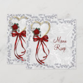 Romantisch Roos, diamant en rood lintje (Voorkant / Achterkant)