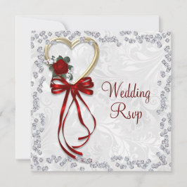 Romantisch Roos, diamant en rood lintje