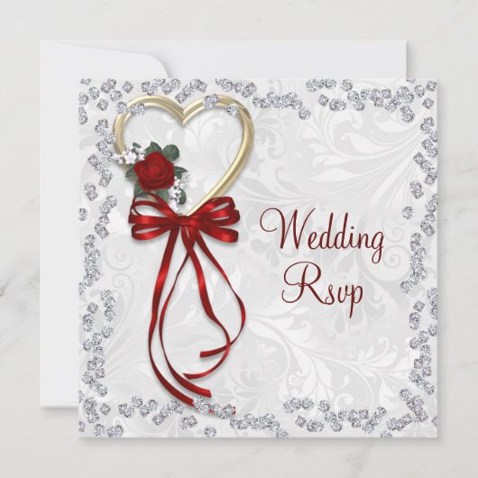 Romantisch Roos, diamant en rood lintje (Voorkant)