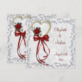 Romantisch Roos, diamant en rood lintje Kaart (Voorkant / Achterkant)