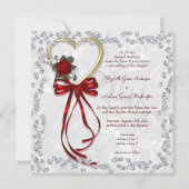 Romantisch Roos, diamant en rood lintje Kaart (Achterkant)