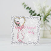 Romantisch Roos, diamant en Verloving van lintstof Kaart (Staand voorkant)