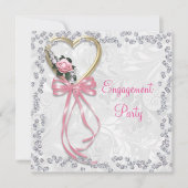 Romantisch Roos, diamant en Verloving van lintstof Kaart (Voorkant)