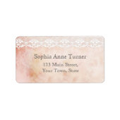 Romantisch  Roos en Lace Wedding Etiket (Voorkant)