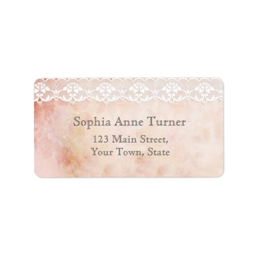 Romantisch  Roos en Lace Wedding Etiket (Voorkant)