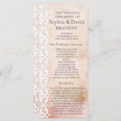 Romantisch Roos- en Lace Wedding-programma Aangepa Programmakaart (Voorkant / Achterkant)
