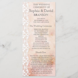 Romantisch Roos- en Lace Wedding-programma Aangepa Programmakaart