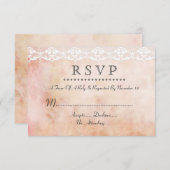 Romantisch  Roos en Lace Wedding RSVP Aangepast (Voorkant / Achterkant)
