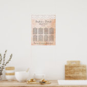Romantisch Roos- en Lace Wedding Seating Chart Poster (Keuken)