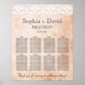 Romantisch Roos- en Lace Wedding Seating Chart Poster (Voorkant)