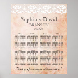 Romantisch Roos- en Lace Wedding Seating Chart Poster