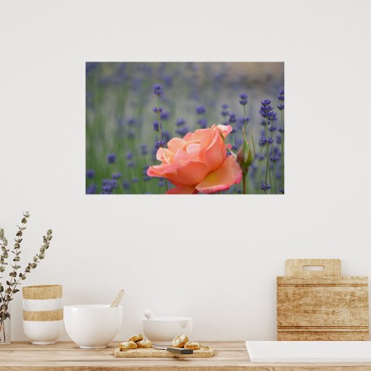Romantisch Roos en lavender Poster (Keuken)